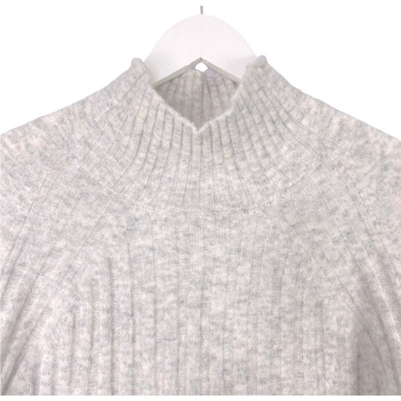 Topshop Wool Turtleneck crop Sweater XSMALL Grey pullover Marled long sleeve NEW - Picture 6 of 10
